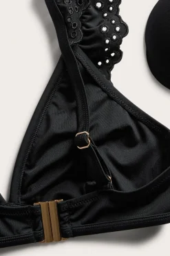 Bikiniyläosa, jossa englantilaista kirjontaa | Musta | Naiset | Kappahl