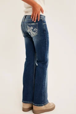 Bootcut-farkut, joissa on matala vyötärö ja brodeeratut takataskut | Denim | Lapset | Kappahl