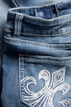 Bootcut-farkut, joissa on matala vyötärö ja brodeeratut takataskut | Denim | Lapset | Kappahl