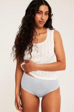 Brief 3-pack puuvillaa | Meleerattu harmaa | Naiset | Kappahl