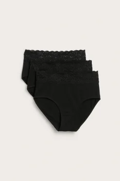 Brief 3-pack puuvillaa | Musta | Naiset | Kappahl