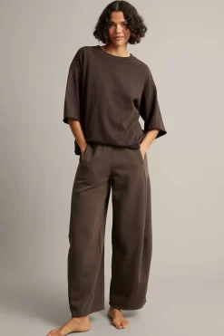 Collegehousut barrel fit | Tummanruskea | Naiset | Kappahl