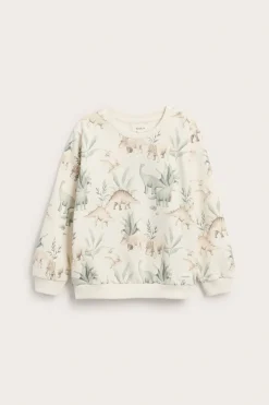 Collegepaita jossa dinosaurusteema | Luonnonvalkoinen | Lapset | Newbie