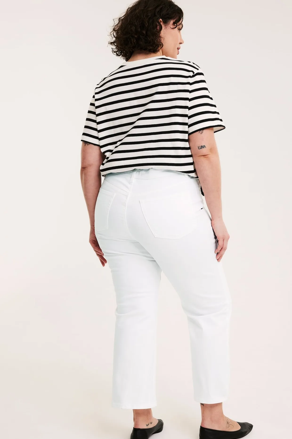 Cropped flare jeans high waist | Valkoinen | Naiset | Kappahl