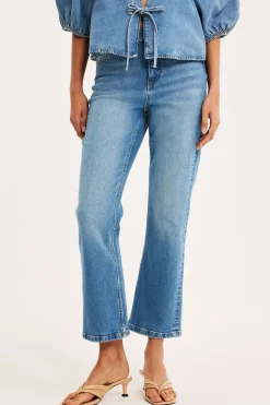 Cropped flare jeans regular waist | Vaalea denim | Naiset | Kappahl