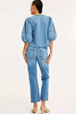 Cropped flare jeans regular waist | Vaalea denim | Naiset | Kappahl