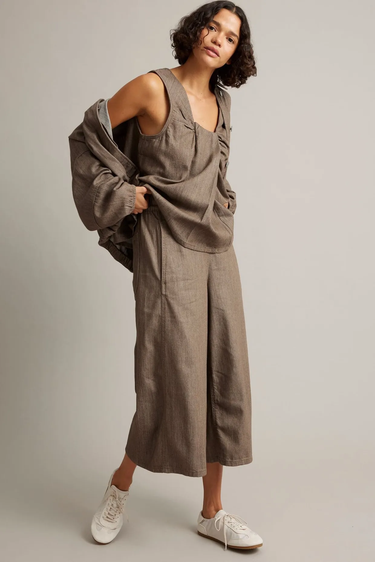 Culotte-malliset pull-on-farkut | Melaarattu ruskea | Naiset | Kappahl