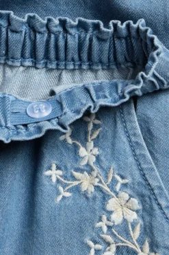 Denimhousut kukkabrodeerauksilla | Vaalea denim | Vauvat | Newbie