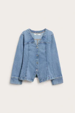 Denimpaita, jossa on korostettu vyötärö | Vaalea denim | Naiset | Kappahl