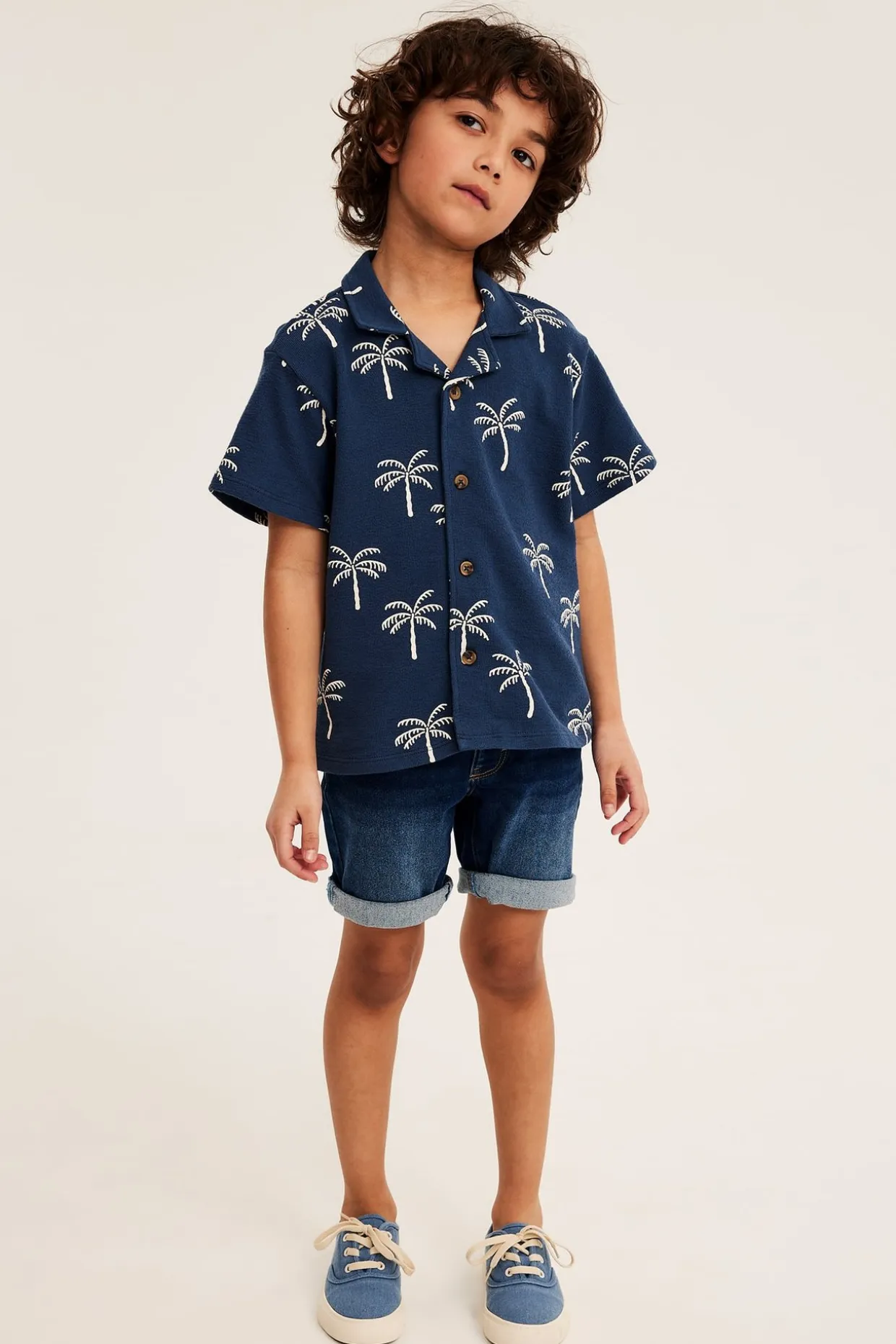 Denimtrikoota olevat farkkushortsit | Tumma denim | Lapset | Kappahl