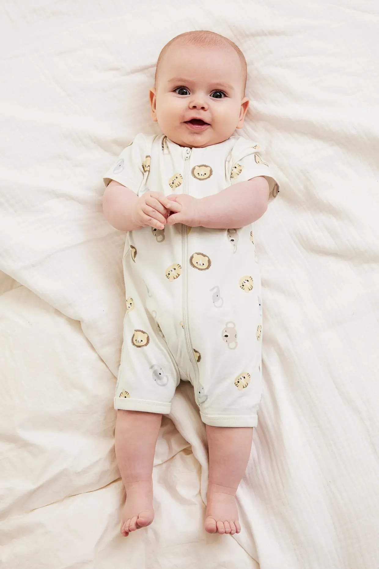 Eläinkuvioinen pyjama, 2-pack | Luonnonvalkoinen | Vauvat | Kappahl