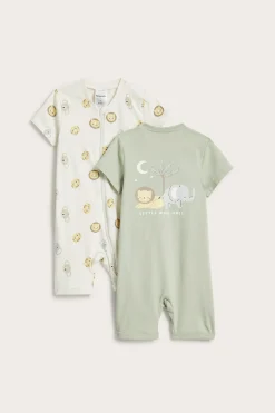 Eläinkuvioinen pyjama, 2-pack | Luonnonvalkoinen | Vauvat | Kappahl