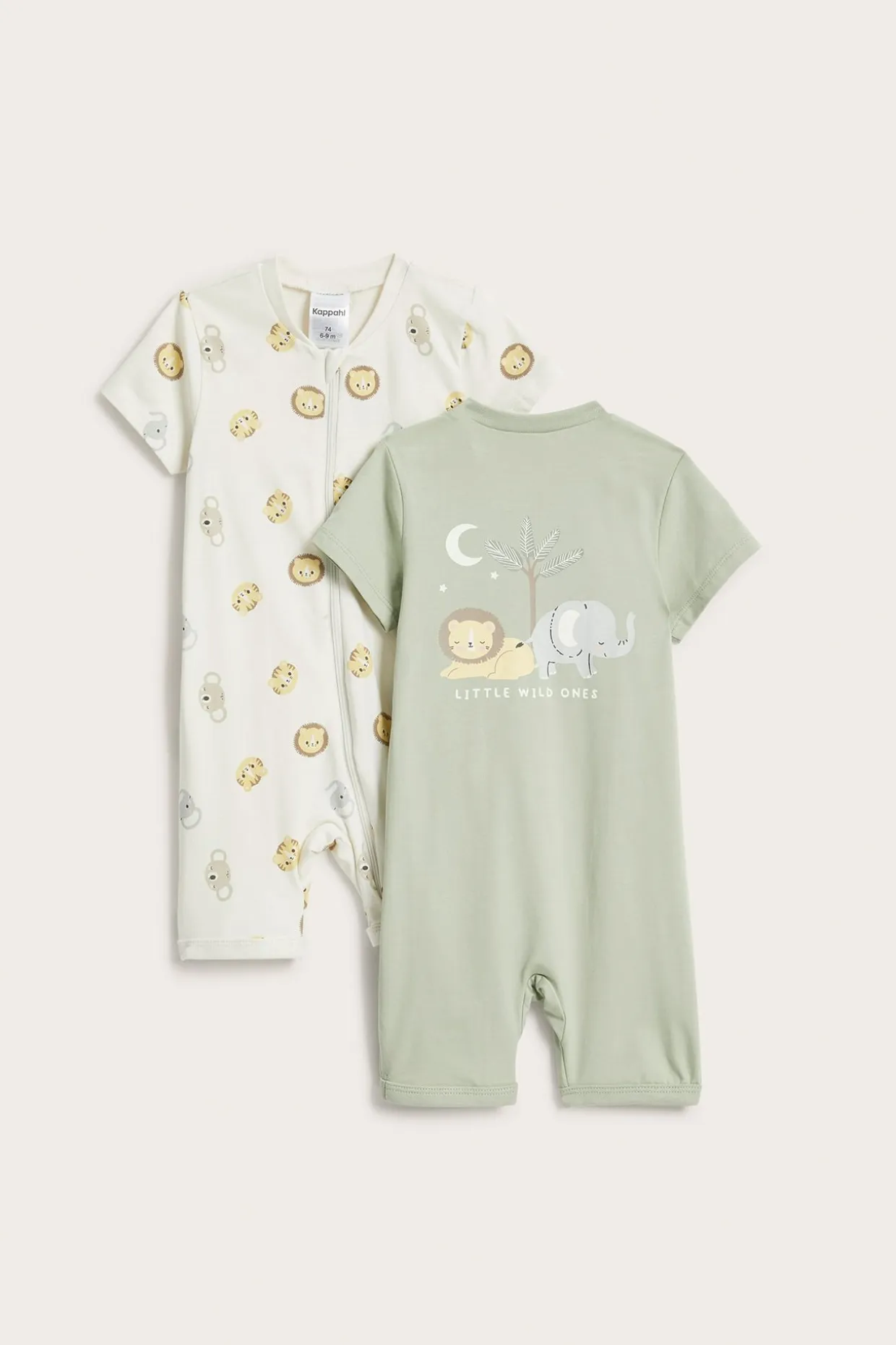 Eläinkuvioinen pyjama, 2-pack | Luonnonvalkoinen | Vauvat | Kappahl