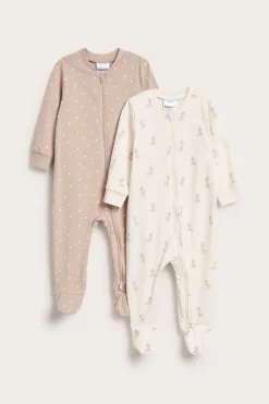 Eläinkuvioiset pyjamat 2-pack | Luonnonvalkoinen | Vauvat | Kappahl