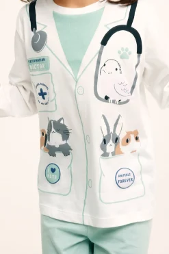 Eläinlääkäriaiheinen pyjama, 2 kpl:n pakkaus | Vaaleanturkoosi | Lapset | Kappahl
