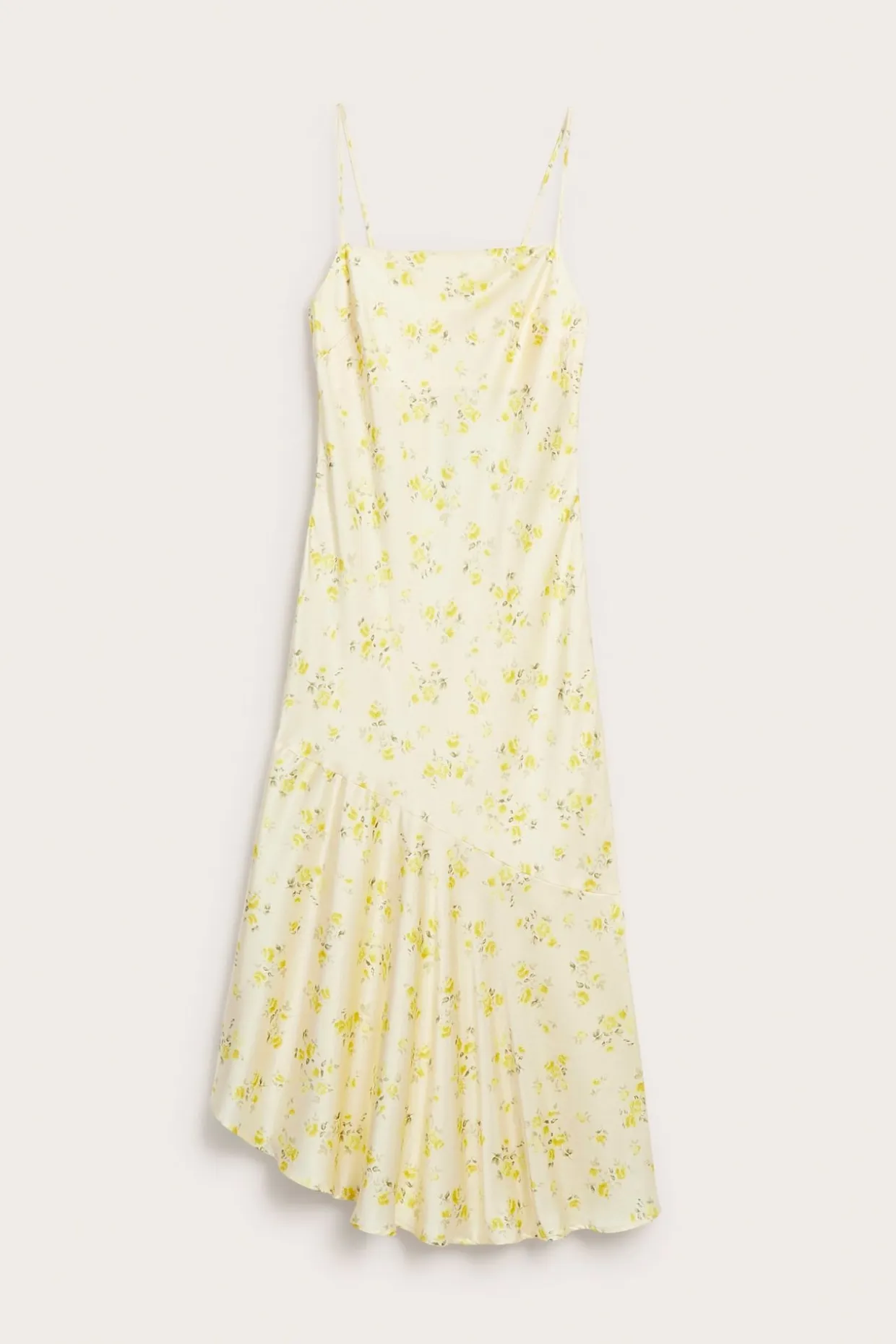 Epäsymmetrinen slip-mekko | Vaaleankeltainen | Naiset | Kappahl