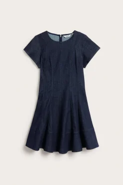 Farkkumekko, jossa on levenevä hameosa | Tumma denim | Naiset | Kappahl