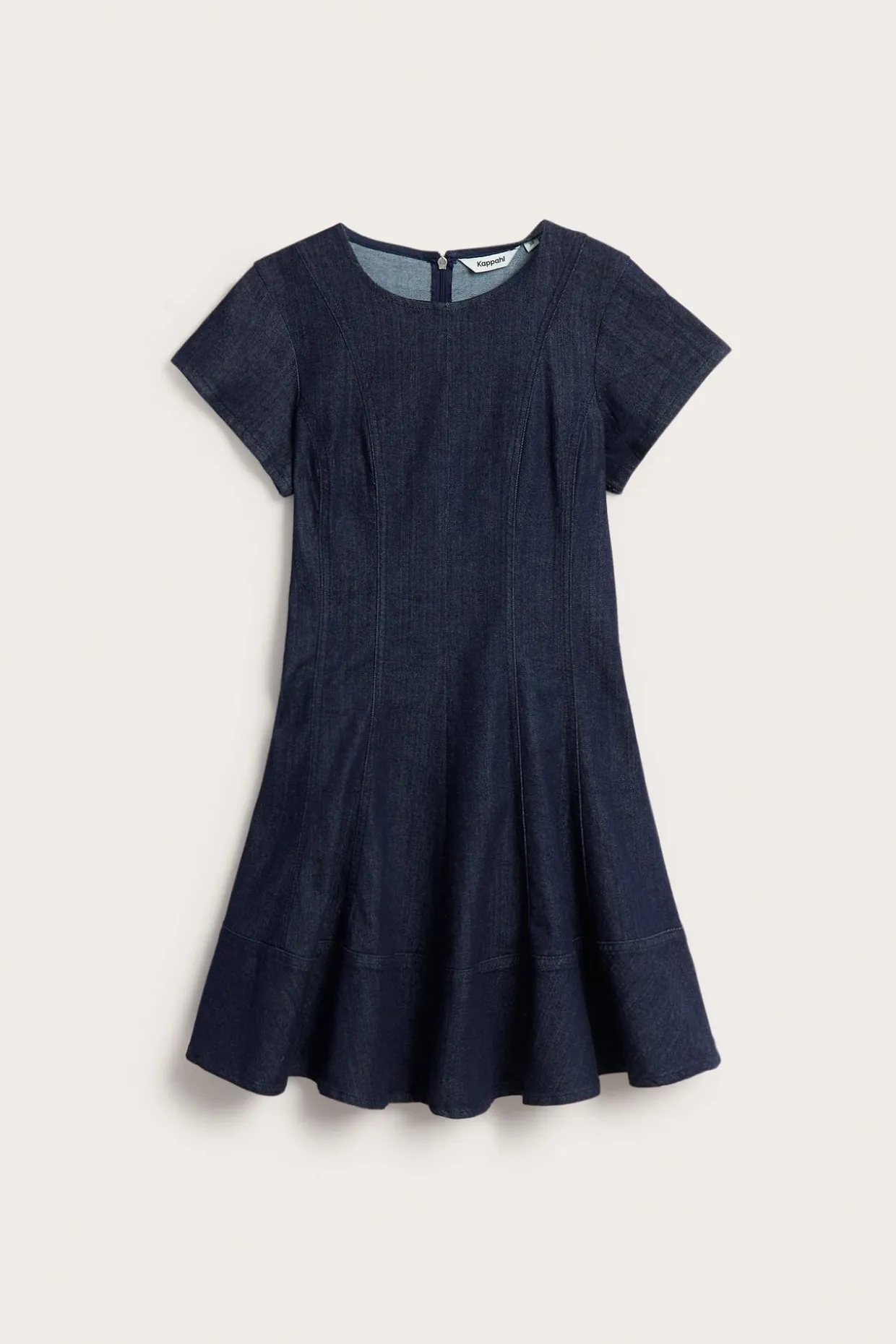 Farkkumekko, jossa on levenevä hameosa | Tumma denim | Naiset | Kappahl