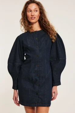 Farkkumekko, jossa on reilut hihat | Tumma denim | Naiset | Kappahl