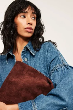 Farkkupaita drapeeratuilla hihoilla | Denim | Naiset | Kappahl