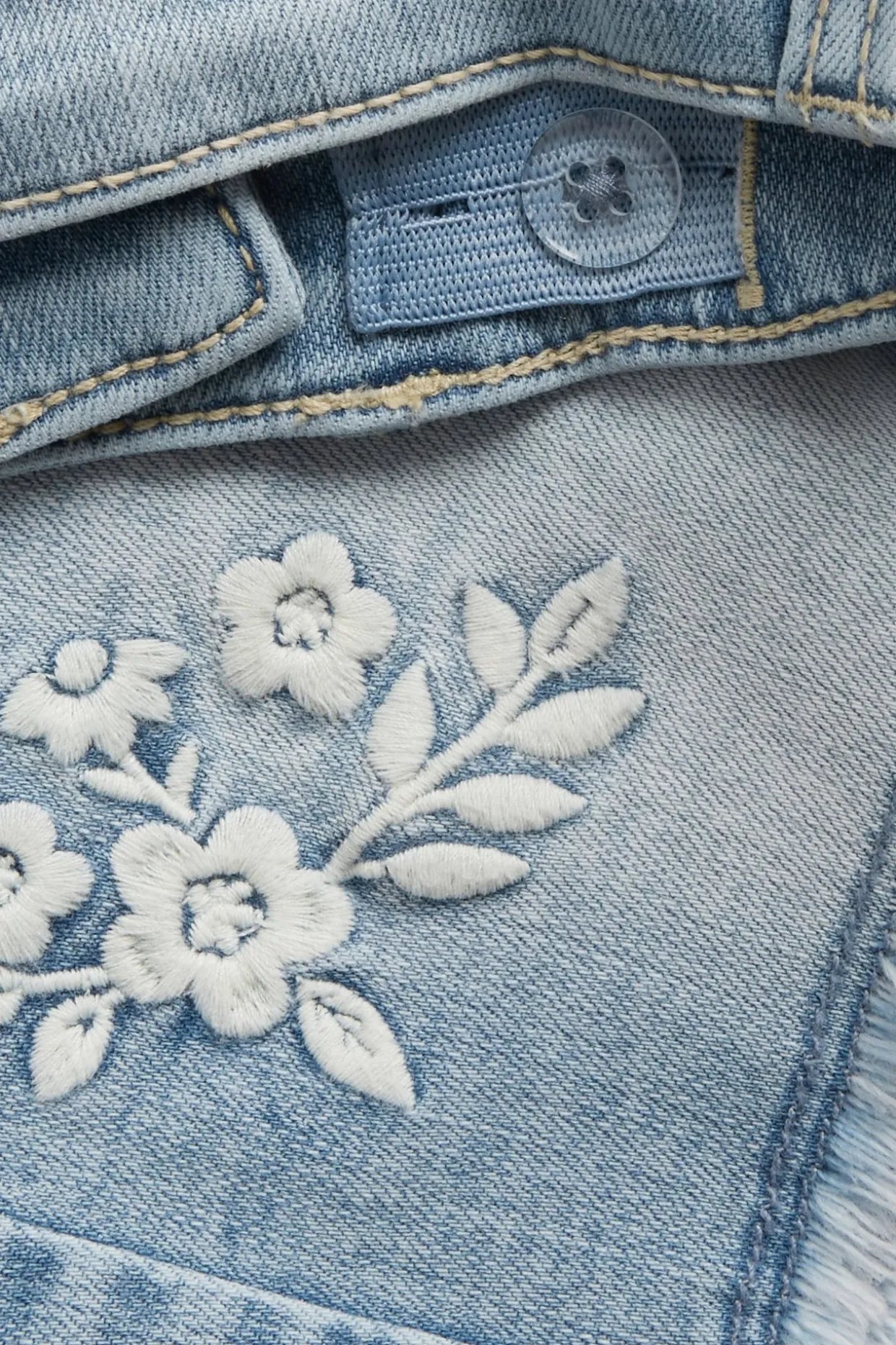 Farkkushortsit brodeerauksella | Vaalea denim | Lapset | Kappahl