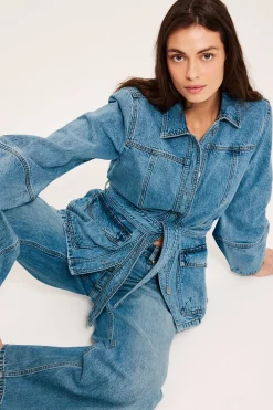 Farkkutakki vyöllä | Denim | Naiset | Kappahl