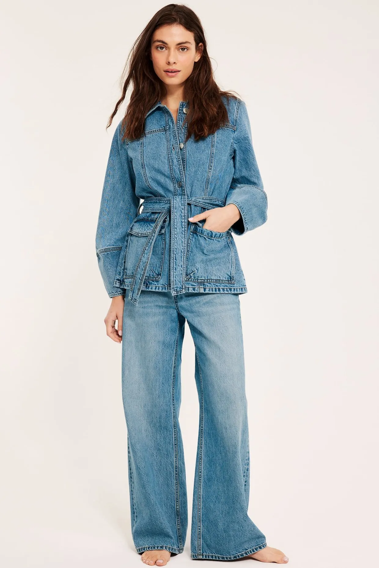 Farkkutakki vyöllä | Denim | Naiset | Kappahl