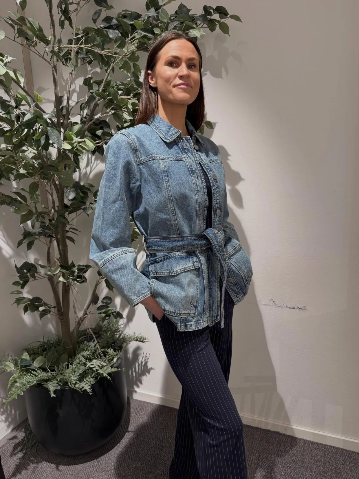 Farkkutakki vyöllä | Denim | Naiset | Kappahl