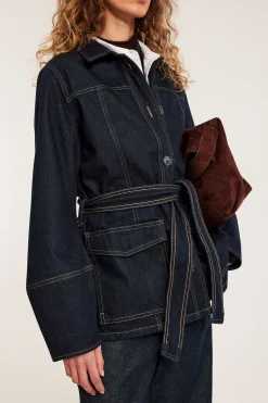 Farkkutakki vyöllä | Tumma denim | Naiset | Kappahl