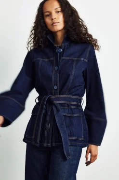 Farkkutakki vyöllä | Tumma denim | Naiset | Kappahl