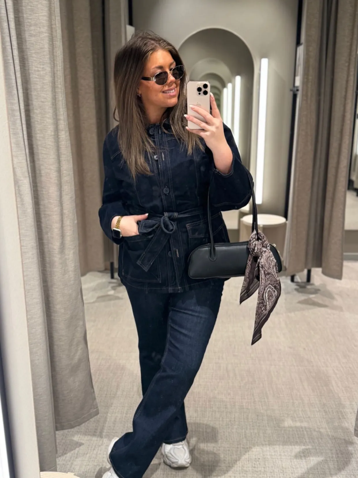 Farkkutakki vyöllä | Tumma denim | Naiset | Kappahl