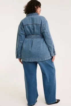 Farkkutakki vyöllä | Vaalea denim | Naiset | Kappahl