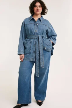 Farkkutakki vyöllä | Vaalea denim | Naiset | Kappahl