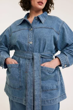 Farkkutakki vyöllä | Vaalea denim | Naiset | Kappahl