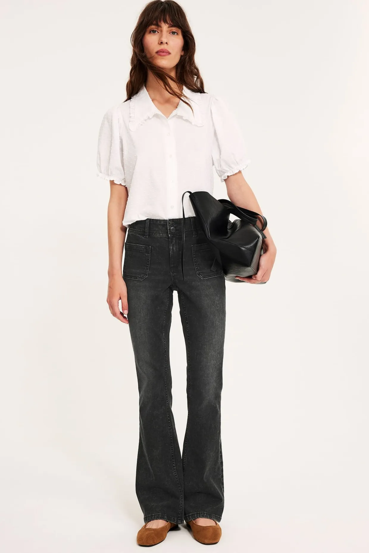 Flare jeans low waist | Musta | Naiset | Kappahl