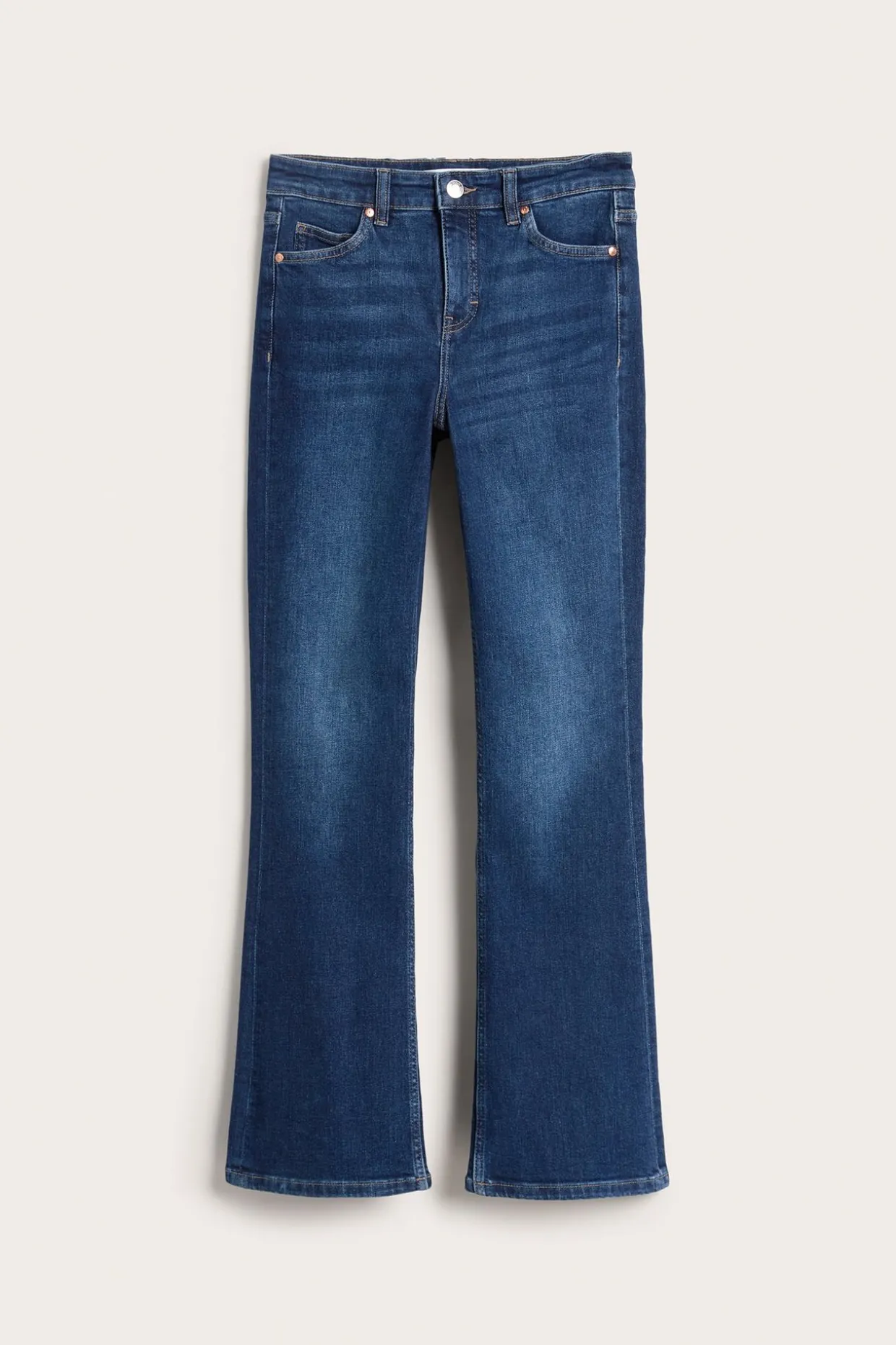 Flare jeans regular waist | Tumma denim | Naiset | Kappahl