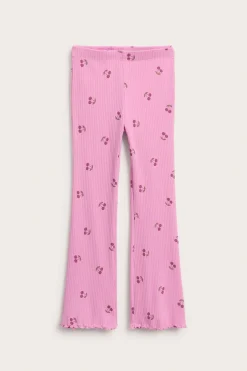Flare-malliset puuvillatrikooleggingsit, joissa on kirsikkakuvio | Pinkki | Lapset | Kappahl
