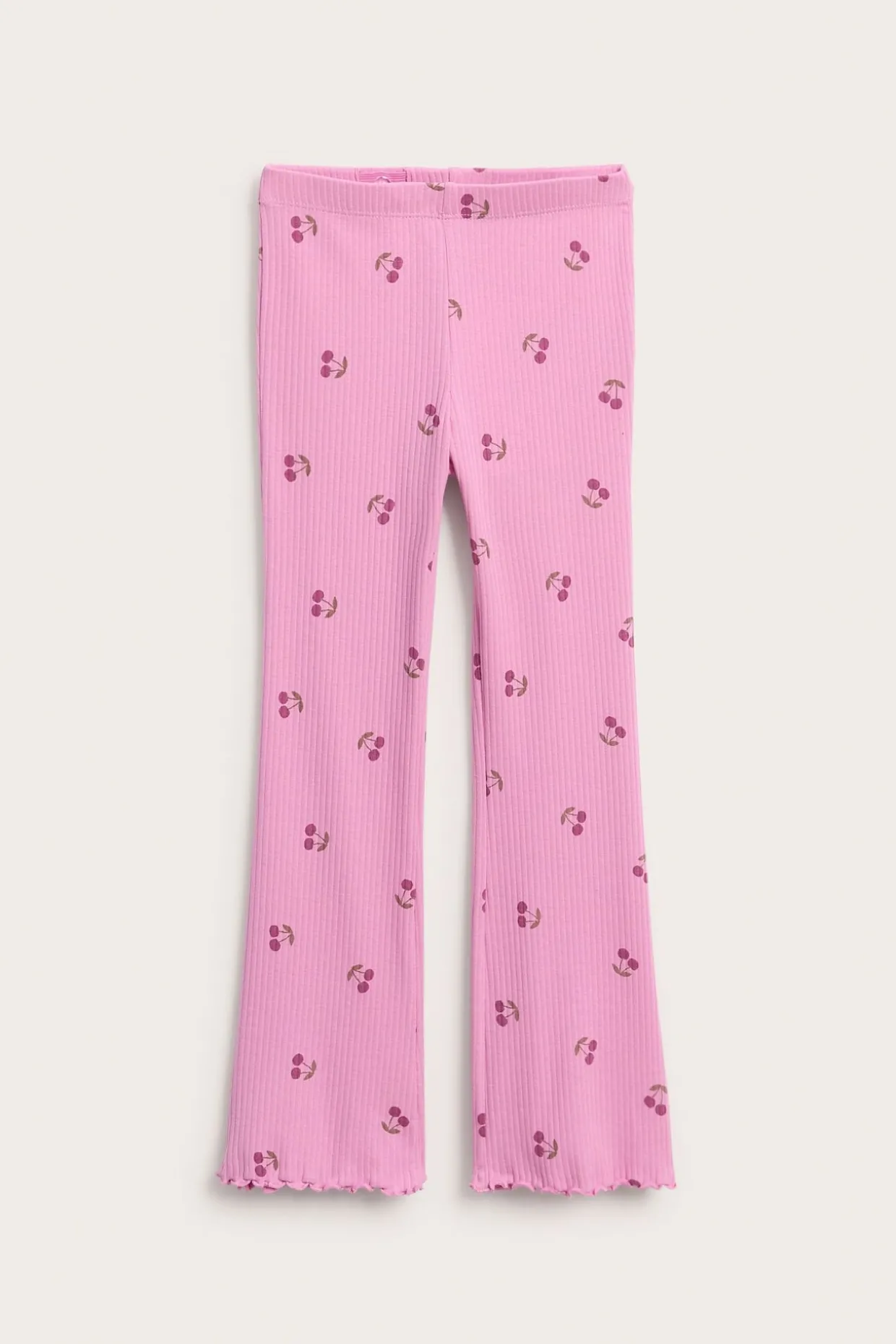 Flare-malliset puuvillatrikooleggingsit, joissa on kirsikkakuvio | Pinkki | Lapset | Kappahl
