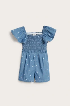 Haalariasu, jossa sydänkuviointi ja röyhelöhihat | Vaalea denim | Lapset | Kappahl