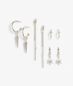 Hopeanväriset korvakorut 4-pack | Hopea | Naiset | Kappahl