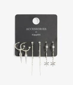 Hopeanväriset korvakorut 4-pack | Hopea | Naiset | Kappahl