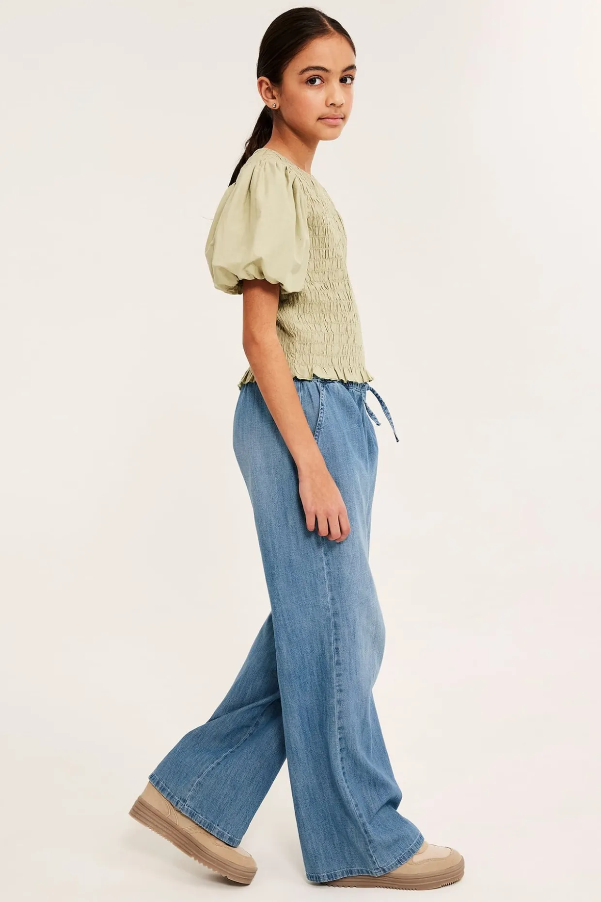 Housut pehmeästä denimistä | Vaalea denim | Lapset | Kappahl