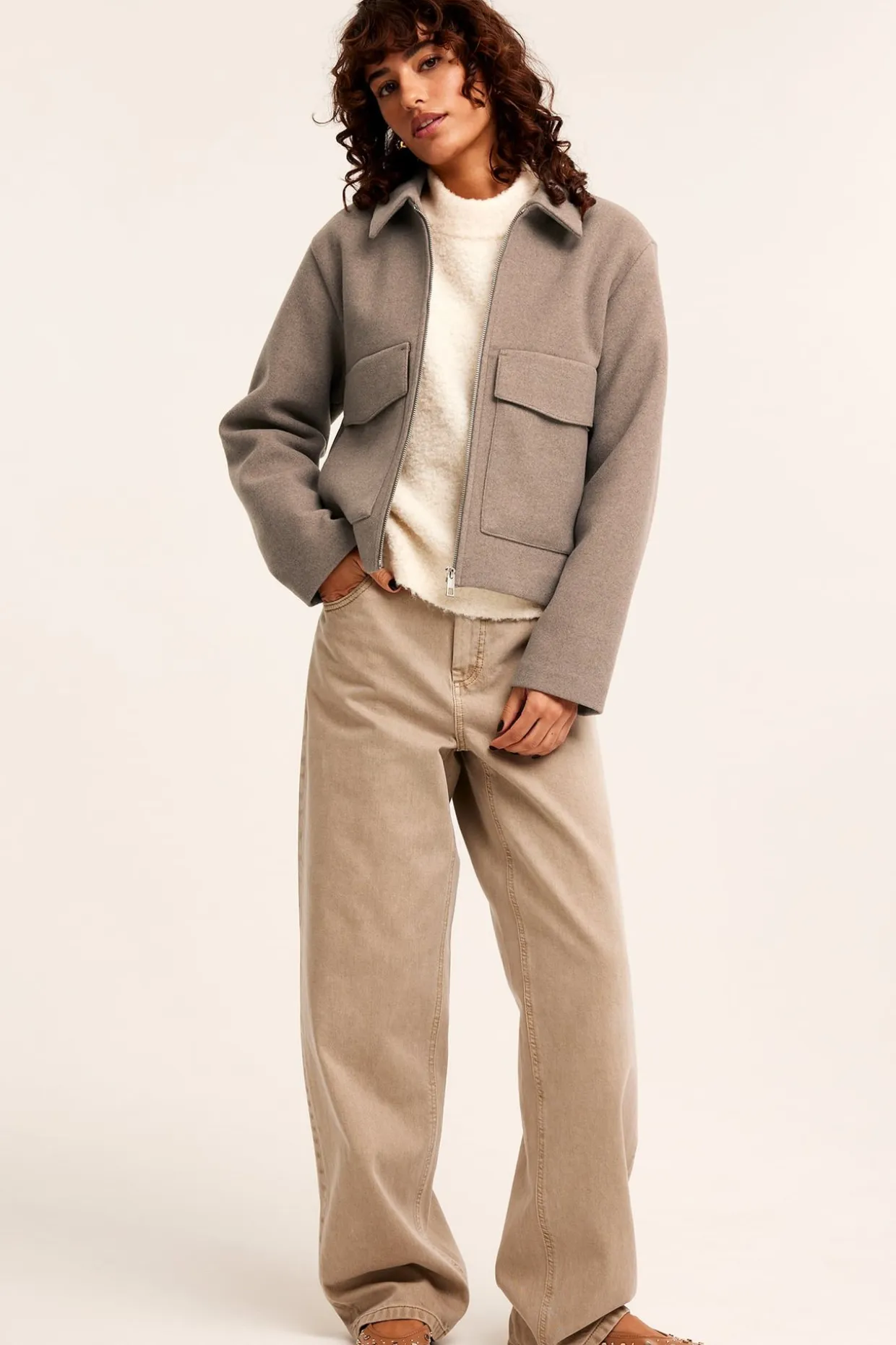 Huopatakki | Meleerattu beige | Naiset | Kappahl