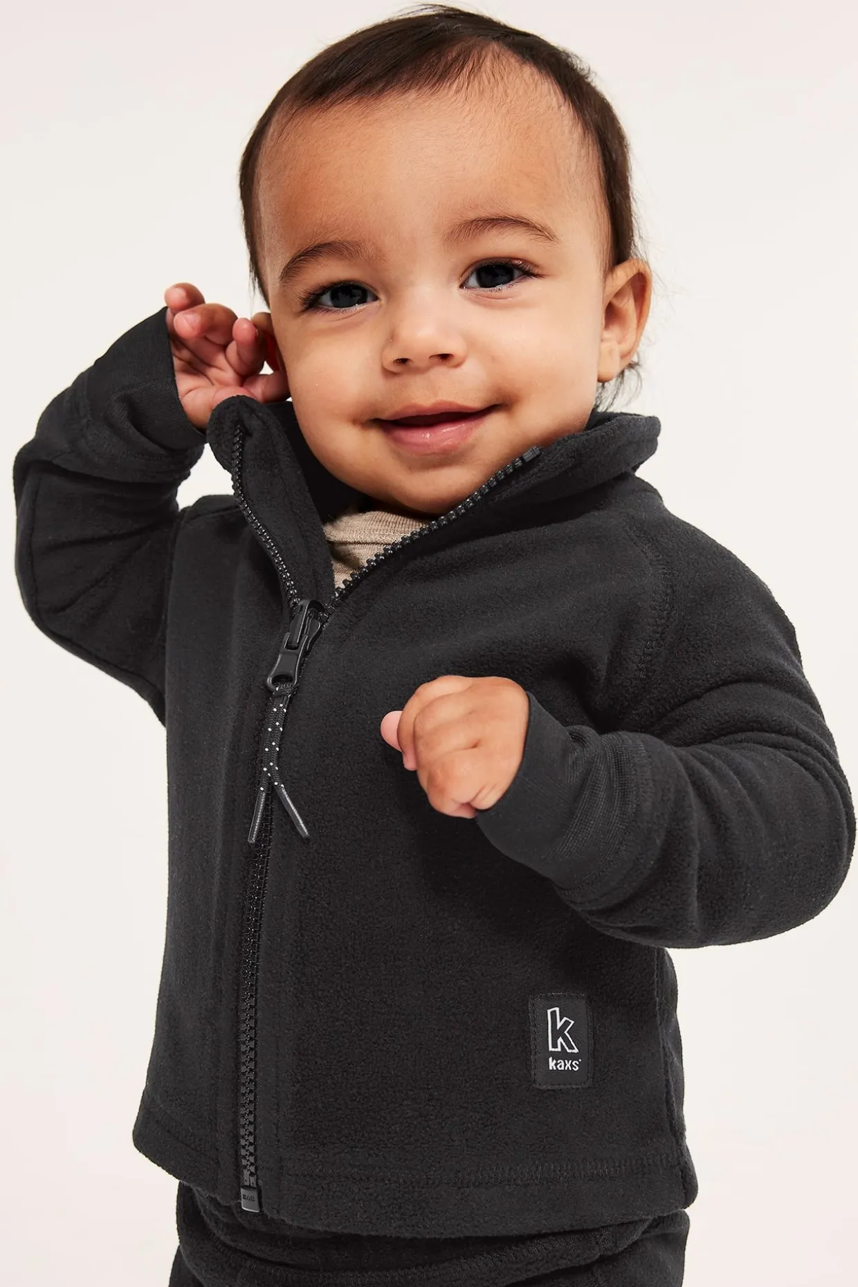 Kaxs-malliston fleecetakki, jossa zip-in/zip-off | Musta | Lapset | Kappahl