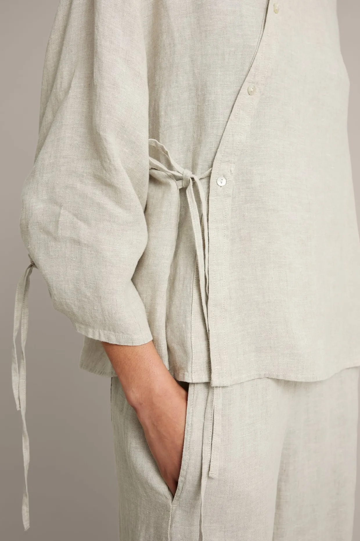 Kietaisumallinen pellavapaita | Beige | Naiset | Kappahl