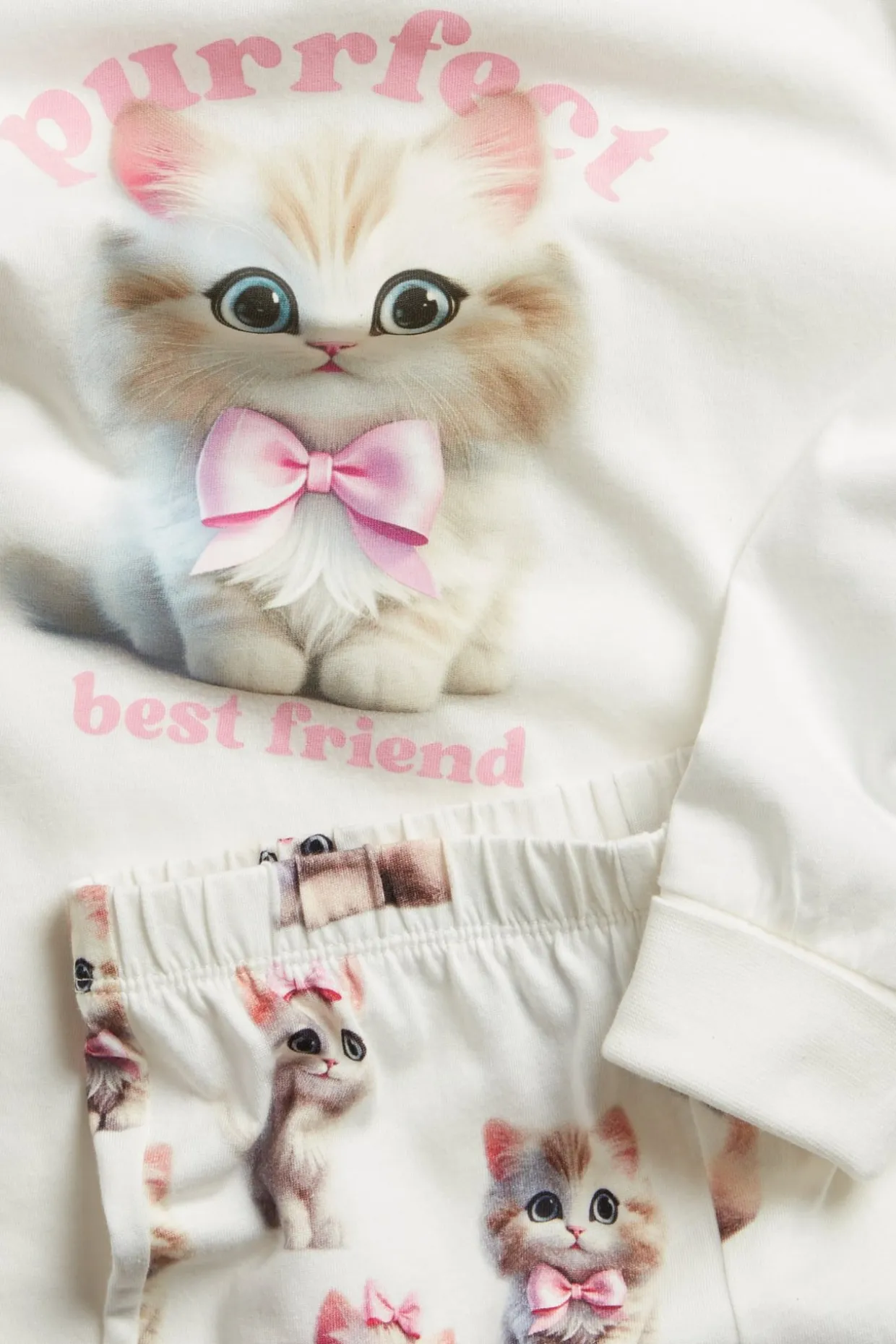 Kissakuvioinen pyjama | Luonnonvalkoinen | Lapset | Kappahl