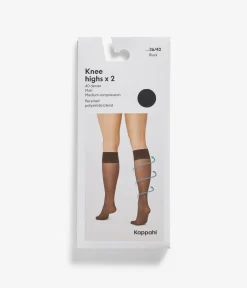Kompressiosukat, 2-pack | Musta | Naiset | Kappahl
