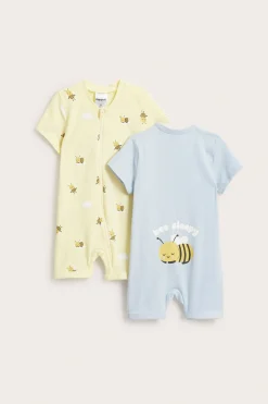 2 kpl:n pakkaus lyhythihaisia pyjamia | Vaaleankeltainen | Vauvat | Kappahl