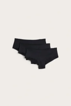 3 kpl:n pakkaus mikromateriaalia olevia cheeky-mallisia pikkuhousuja | Musta | Naiset | Kappahl