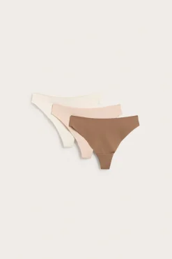 3 kpl:n pakkaus mikromateriaalia olevia stringejä | Ruskea | Naiset | Kappahl